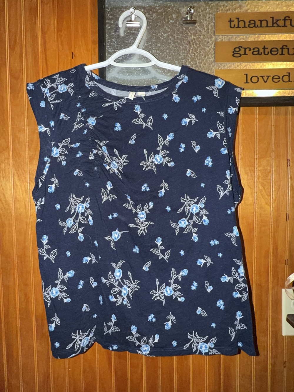 Cato Navy Blue Floral Sleeveless Tank Top